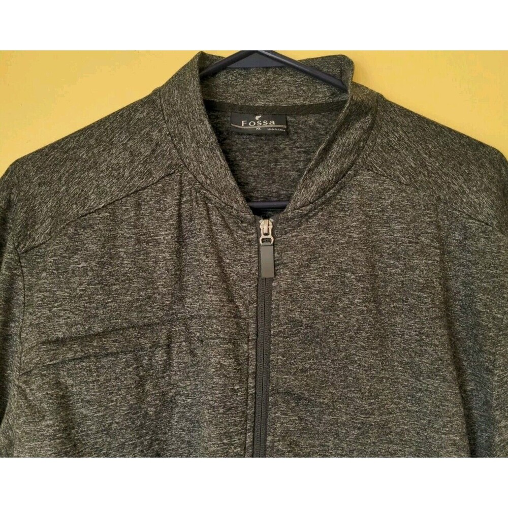 Nice Fossa Jacket Men's XL Heather Black Full Zip Pockets Stretch Activewear EUC